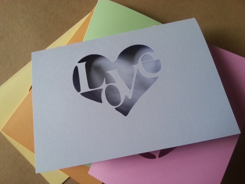 Rainbow love card collection cut out design