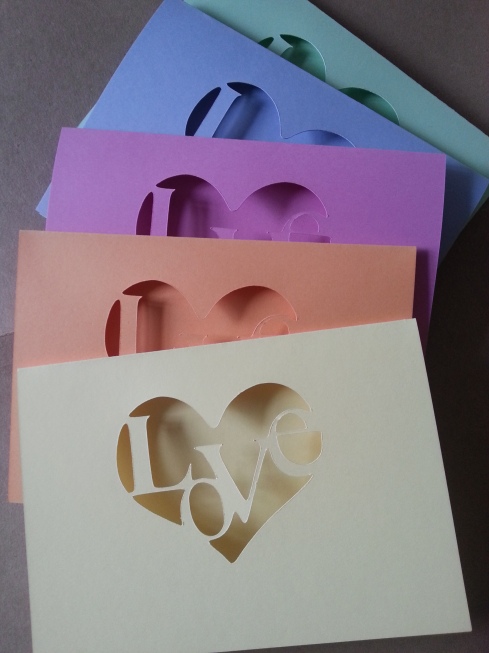 Rainbow love card collection cut out design